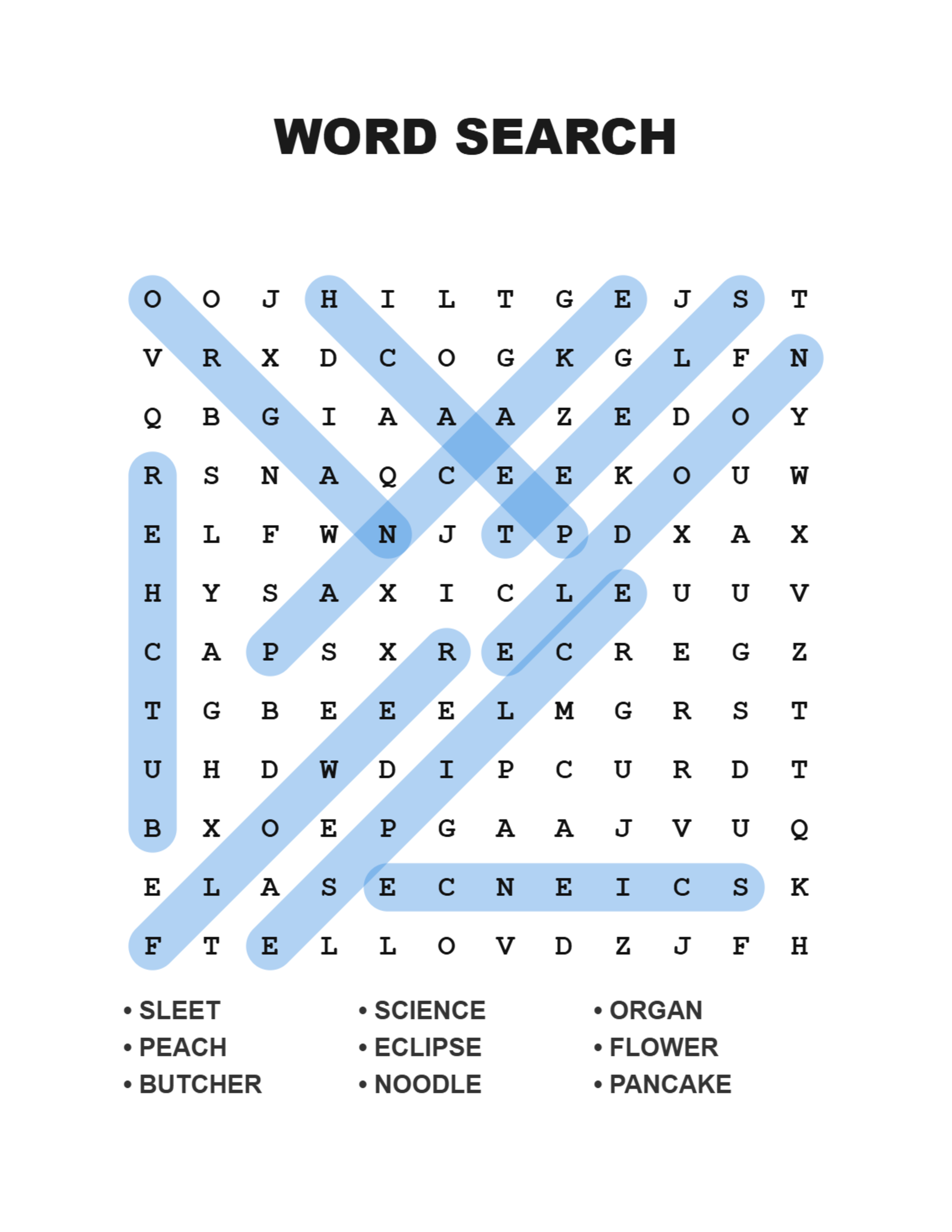 Matching 8.5x11 Answer Key Sheet